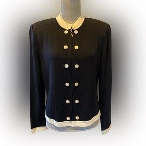 St. John Collection Black and Cream Women's Knit Jacket, Size 12